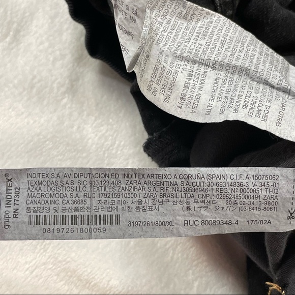 NWT Zara Black Elastic Paper Bag Waist Ultra High Rise 100% Cotton Jeans Size XL - Picture 13 of 16